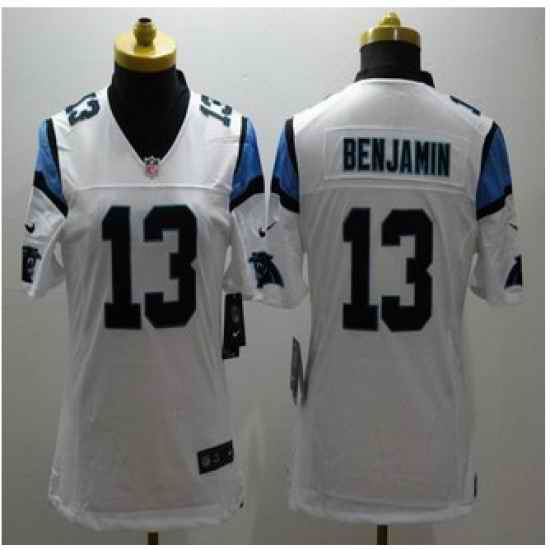 Women New Panthers #13 Kelvin Benjamin White Stitched NFL Limited Jersey